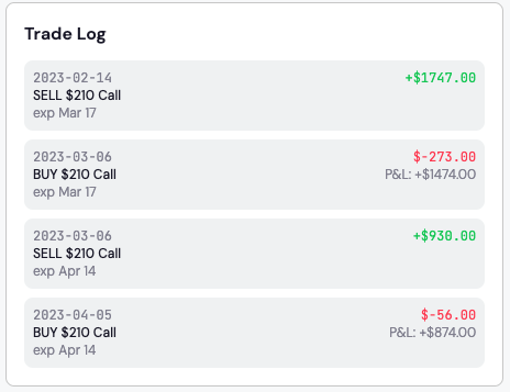 Options chain detail view